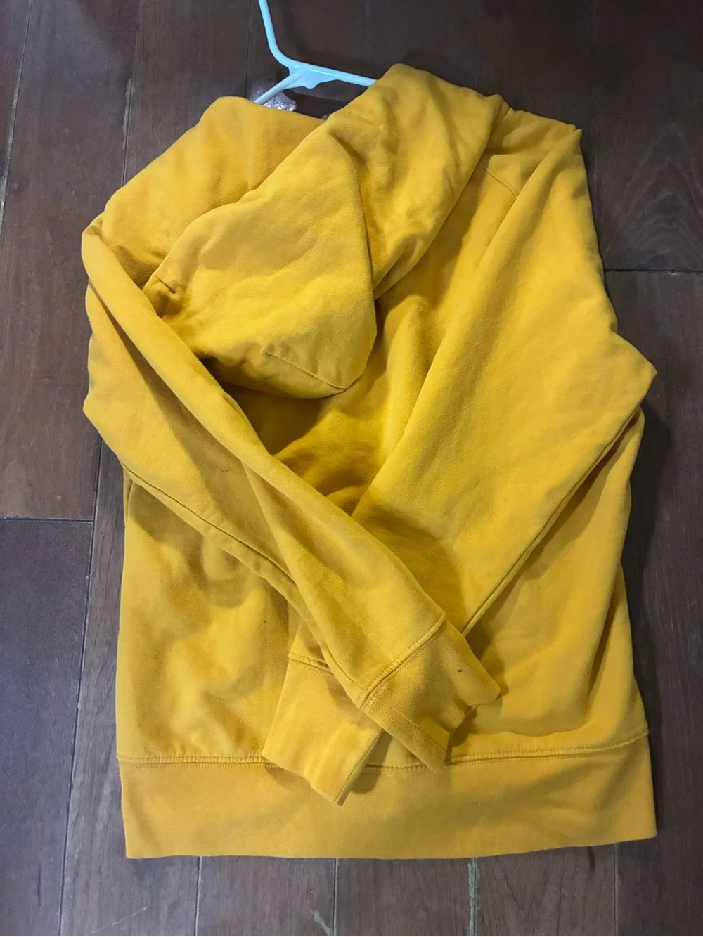 Gap yellow zip up hoodie with white arched logo, size M #gap